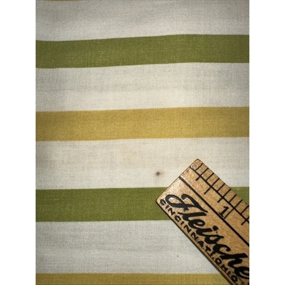 Vintage Monticello Cannon Single Pillowcase 1970s Yellow Green Striped Retro